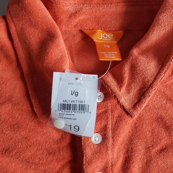 Joe Fresh Men's Terry Polo Short Sleeve, Orange, L - Picture 2 of 4